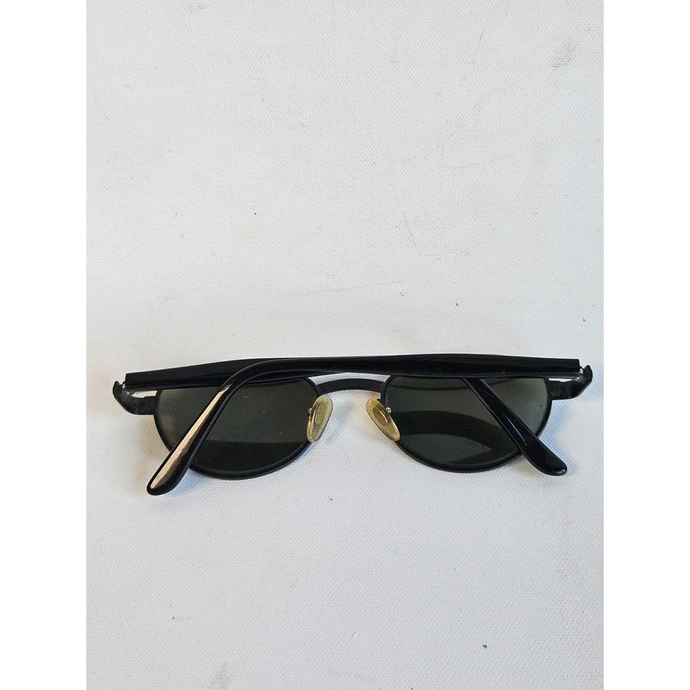 Vintage Bausch & Lomb W2881 OQBM Black Oval Sunglasses Green Lenses